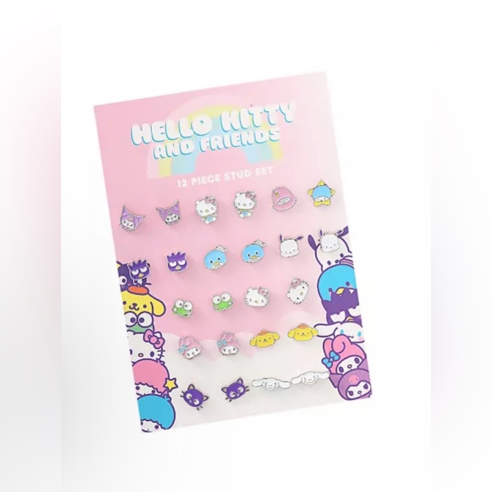 Hello Kitty Sanrio and Friends Stud Earring Set - 12 Pairs, Officially Licensed